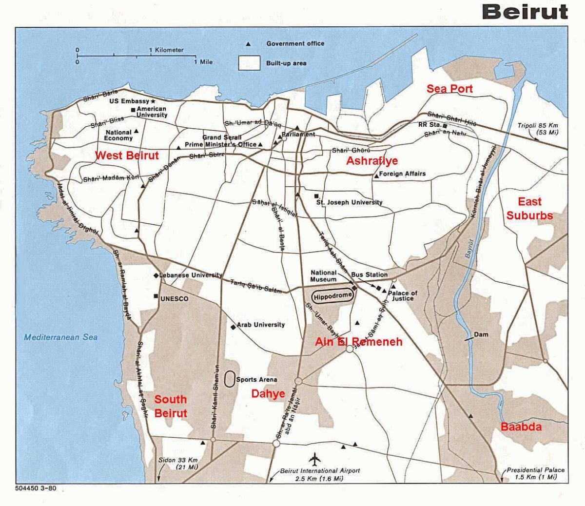 map of beirut Lebanon