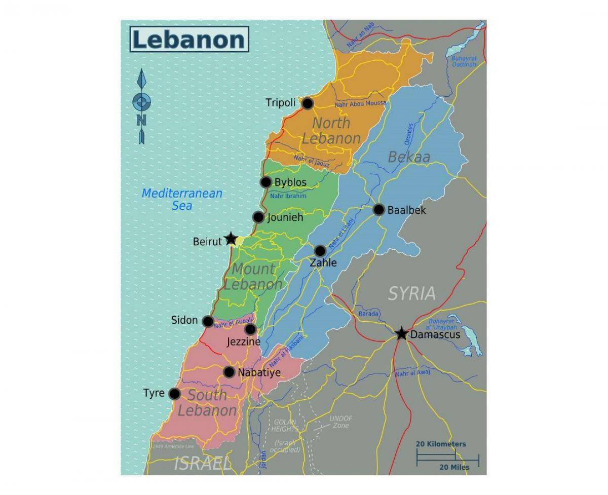 map of Lebanon tourist