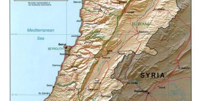 Map of Lebanon topographic