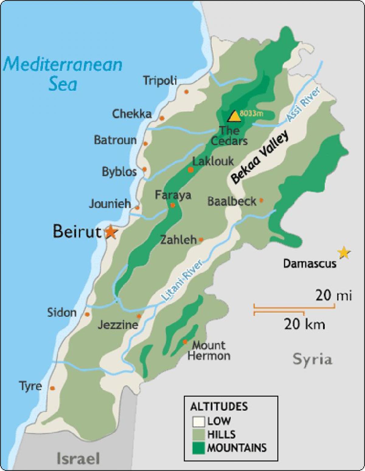 map of Lebanon climate