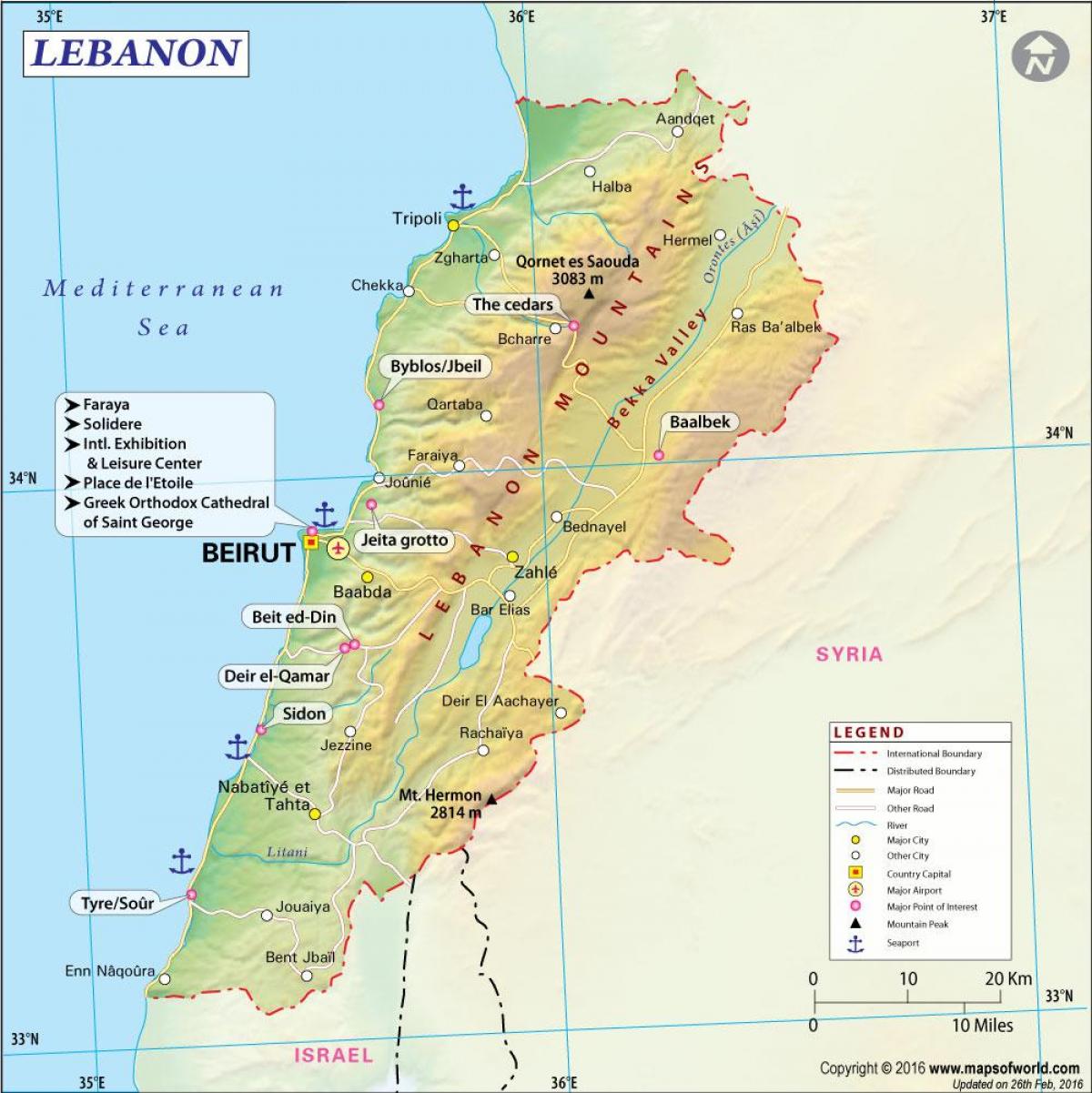 map of Lebanon europe 